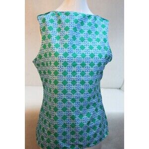 Banana Republic Woman Blue Green Geometric Print Sleeveless Tank Top Blouse sz M